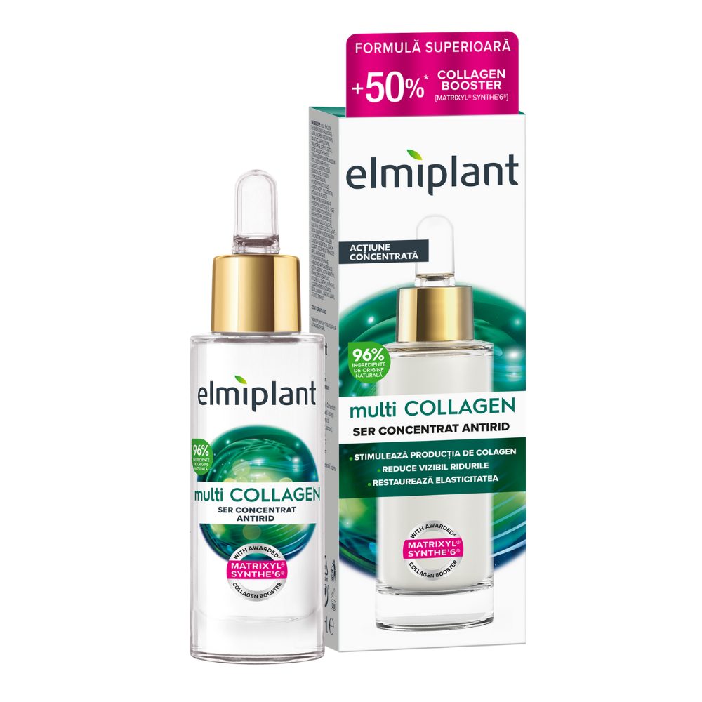 Ser Antirid Pentru Fata, Elmiplant, Multicollagen, Pentru Toate Tipurile de Ten, 30 ml - vivimall.ro