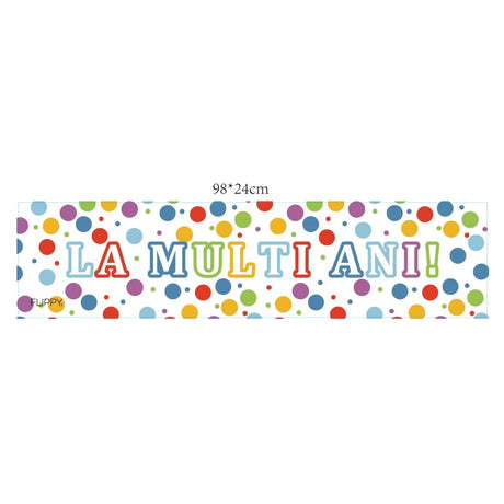 Banner Aniversar, Vivimall, Colectie LA MULTI ANI, 98 x 24 cm, Multicolor - vivimall.ro