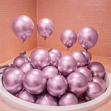 Комплект от 10 хромирани лилави латексови балона | VivaParty
