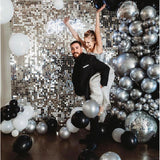 Set 10 Baloane din Latex Chrome, Vivimall, Model Party, 23 cm, Negru Argintiu, 2.2 g - vivimall.ro