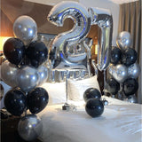 Set 10 Baloane Din Latex Chrome, 23 Cm, Negru , 2.2 G - vivimall.ro