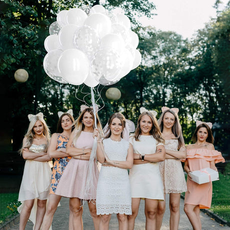Set 10 Baloane Din Latex, 30 Cm, 5X Alb, 5X Confetti, 2.8 G - vivimall.ro