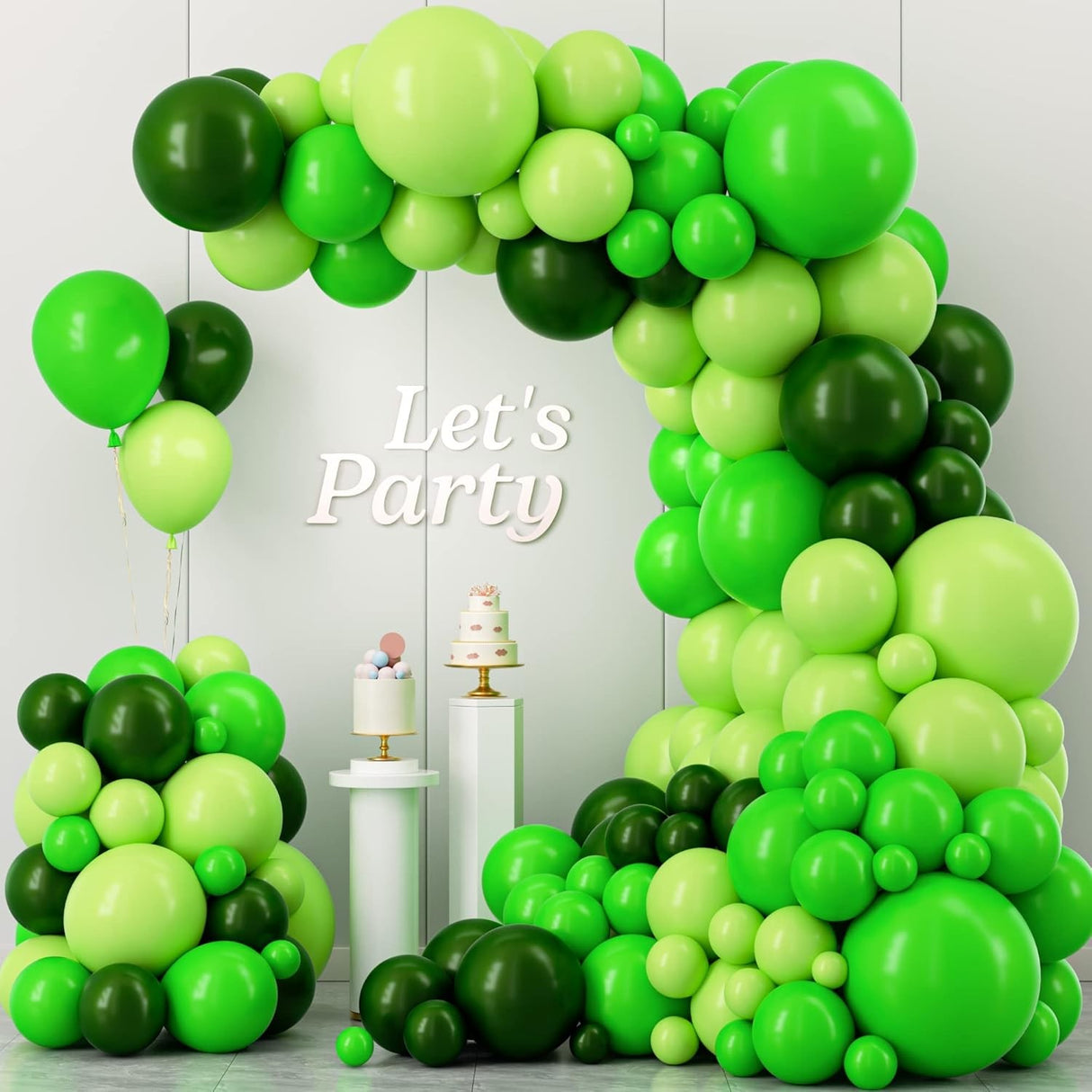 Set 10 Baloane din Latex, Vivimall, Model Party, 30 cm, Verde Diferite Nuante, 2.8 g - vivimall.ro
