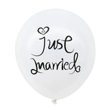 Set 10 Baloane din Latex, Vivimall, Model Party Casatorie, Mr&Mrs Just Married, 2.8 g, 30 cm, Alb/Negru - vivimall.ro