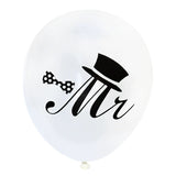 Set 10 Baloane Din Latex, Mr&Mrs Just Married, 2.8 G, 30 Cm - vivimall.ro