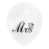 Set 10 Baloane din Latex, Vivimall, Model Party Casatorie, Mr&Mrs Just Married, 2.8 g, 30 cm, Alb/Negru - vivimall.ro