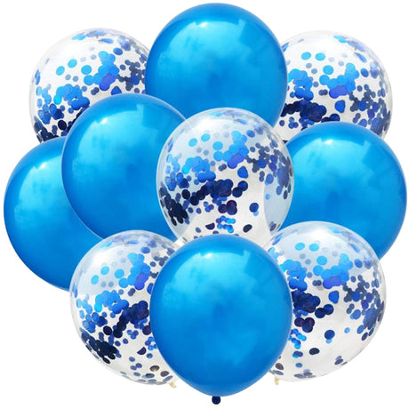 Комплект от 10 латексови балона, парти конфети, 5 x конфети, 5 x, 25 см, 2.2 г