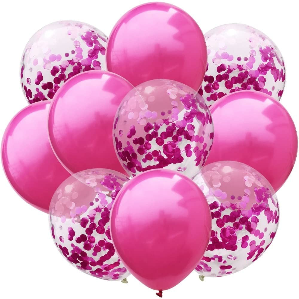 Комплект от 10 латексови балона, парти конфети, 5 x конфети, 5 x, 25 см, 2.2 г