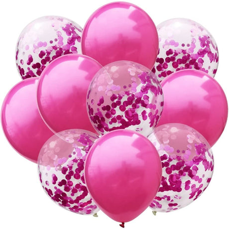 Комплект от 10 латексови балона, парти конфети, 5 x конфети, 5 x, 25 см, 2.2 г