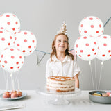 Set 10 Baloane din Latex, Vivimall, Model Party cu Buline, 30 cm, Alb si Rosu, 2.8 g - vivimall.ro