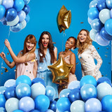 Set 10 Baloane din Latex Metalizate, Vivimall, Model Party, Alb, Albastru, Blue, 23 cm, 2.2 g - vivimall.ro