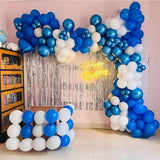 Set 10 Baloane din Latex Metalizate, Vivimall, Model Party, Alb, Albastru, Blue, 23 cm, 2.2 g - vivimall.ro