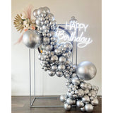 Set 10 Baloane din Latex Metalizate, Vivimall, Model Party, Alb, Argintiu, 23 cm, 2.2 g - vivimall.ro