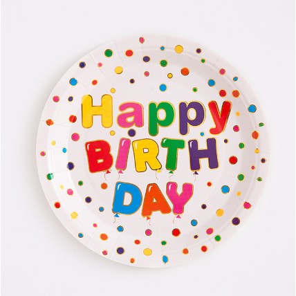 Set 10 Farfurii Carton Happy Birthday 18 Cm | BrightDay 2 - vivimall.ro