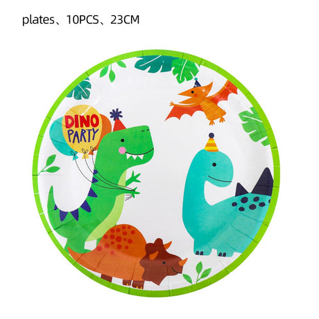 Set 10 Farfurii De Carton Happy Birthday Dino | BdayDino - vivimall.ro