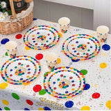 Set 10 Farfurii de Unica Folosinta, Vivimall, din Carton, 18 cm, Model Happy Birthday, Multicolor - vivimall.ro