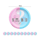 Set 10 Farfurii Gender Reveal, Vivimall, Girl or Boy, din Carton, 18 cm, Roz/Albastru - vivimall.ro