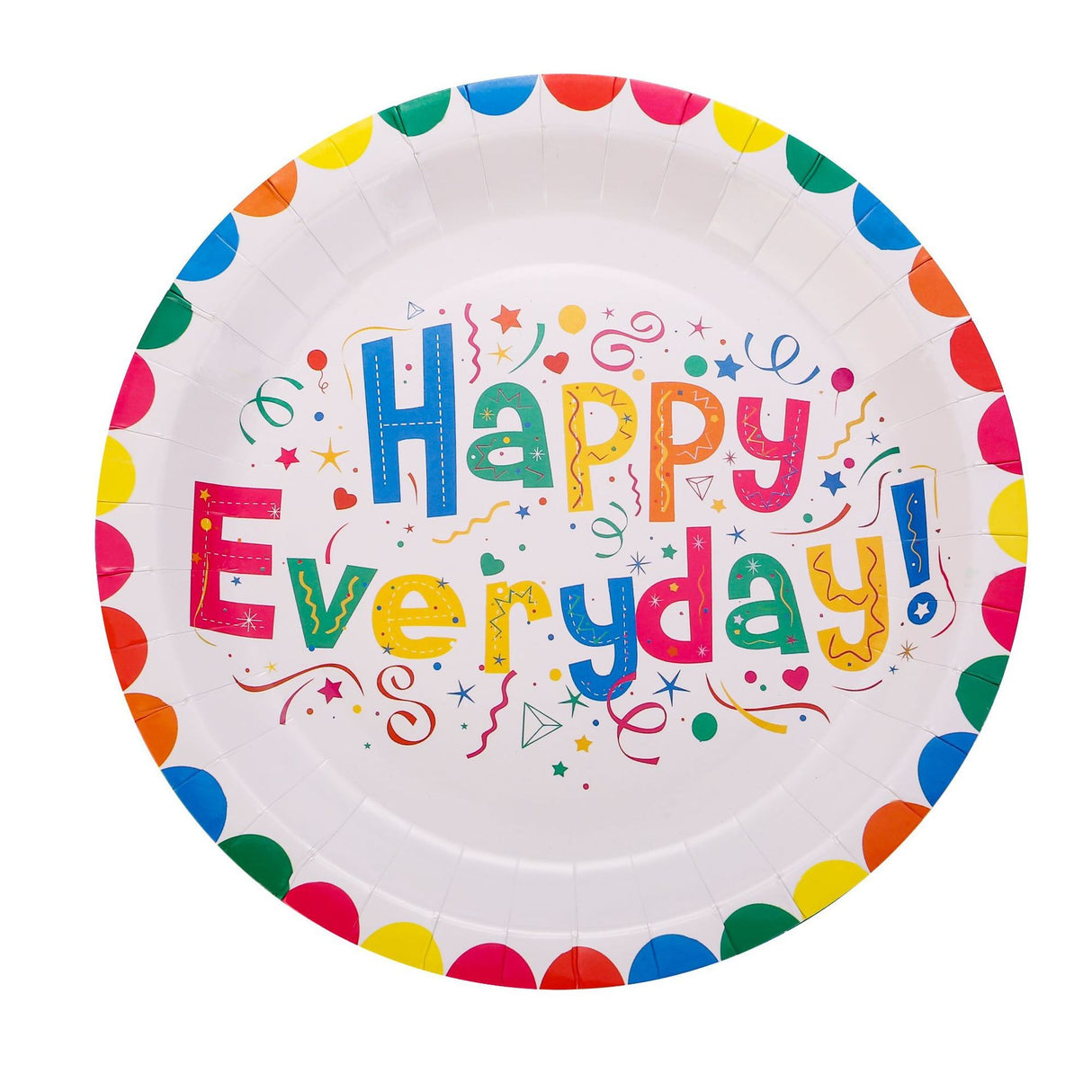Set 10 Farfurii Happy Everyday, Vivimall, 17 cm, din Hartie 300 g, Multicolor - vivimall.ro