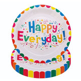 Set 10 Farfurii Happy Everyday, Vivimall, 23 cm, din Hartie 300 g, Multicolor - vivimall.ro