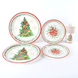 Set 10 Farfurii Unica Folosinta, Vivimall, 23 cm, Model Brad de Craciun, Multicolor - vivimall.ro