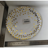 Set 10 Farfurii Unica Folosinta, Vivimall, Imprimeu cu Buline, din Carton, Diametru 23 cm, Alb/Auriu - vivimall.ro