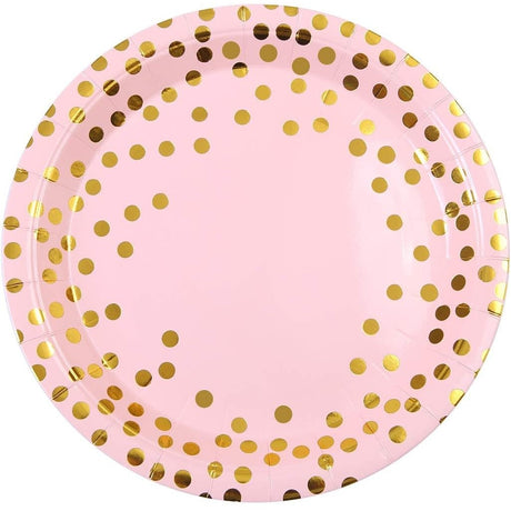 Set 10 Farfurii Din Carton Roz Cu Buline 23 Cm | FestiDots 2 - vivimall.ro