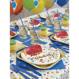 Set 10 Farfurii Unica Folosinta, Vivimall, Imprimeu Happy Birthday Buline, din Carton, Diametru 18 cm, Multicolor - vivimall.ro