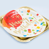 Set 10 Farfurii Unica Folosinta, Vivimall, Imprimeu Happy Birthday Buline, din Carton, Diametru 18 cm, Multicolor - vivimall.ro