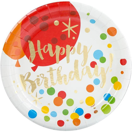 Set 10 Farfurii Carton Happy Birthday Buline 18 Cm | HappyWare - vivimall.ro