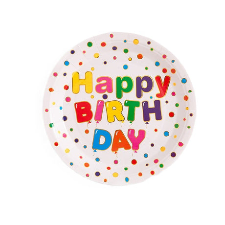 Set 10 Farfurii Carton Happy Birthday 18 Cm | BrightDay 2 - vivimall.ro