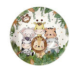 Set 10 Farfurii Unica Folosinta, Vivimall, Imprimeu Jungle, din Carton, 17 cm, Verde - vivimall.ro