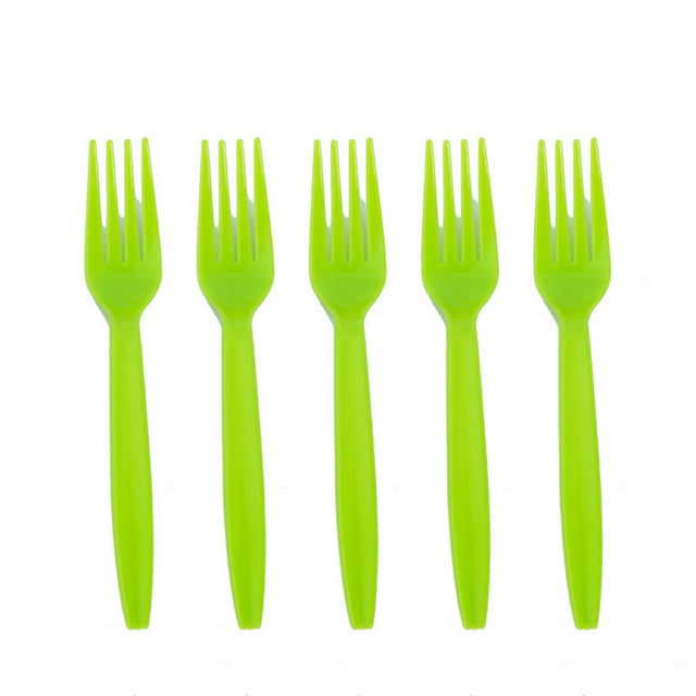 Set 10 Furculite de Unica Folosinta, Vivimall, Colectia Dino Park, 15.5 x 2.5 cm, din Plastic PE, Multicolor - vivimall.ro