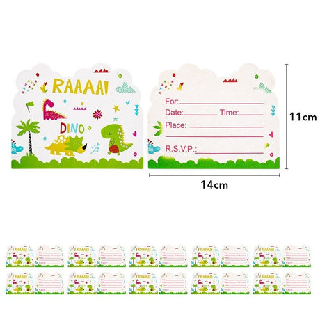 Set 10 Invitatii pentru Petrecere, Vivimall, Colectia Dino Park, 11 x 14 cm, din Carton, Multicolor - vivimall.ro