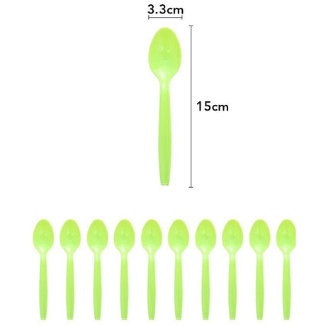 Set 10 Linguri de Unica Folosinta, Vivimall, Colectia Dino Park, 15 x 3.3 cm, din Plastic PE, Multicolor - vivimall.ro