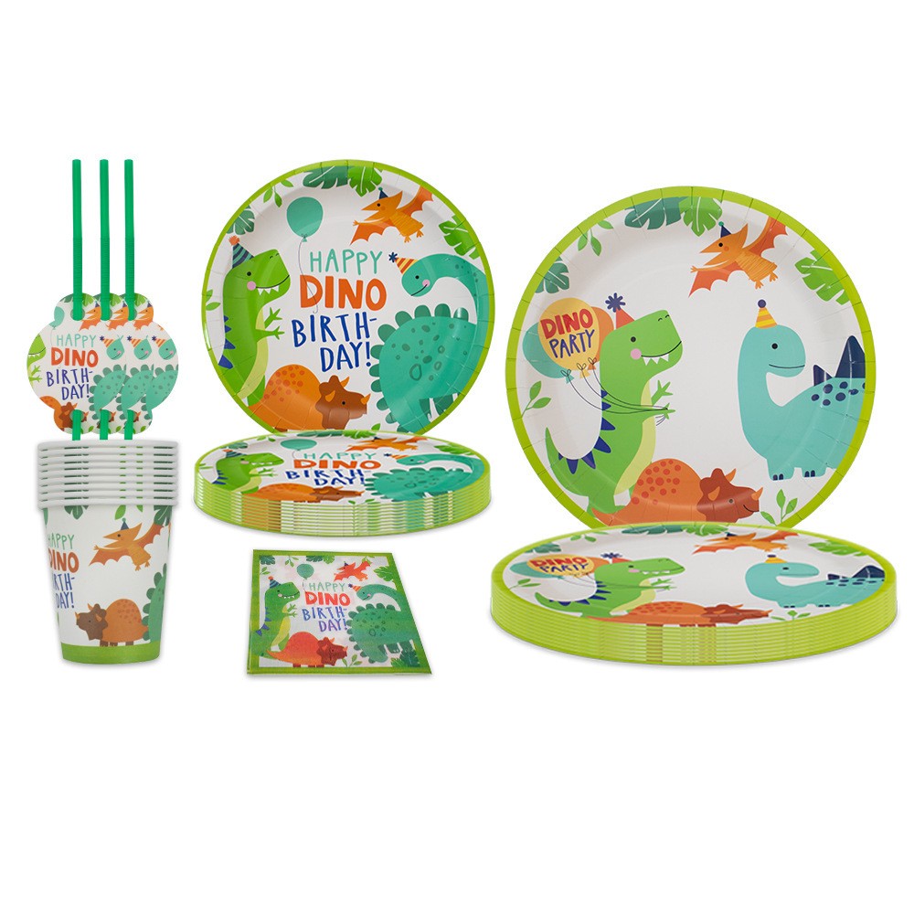 Set 10 Pahare de Carton Happy Birthday, Vivimall, Model Dinozauri, Tematica Aniversare, 7.5x8.5 cm, 200 mL, Multicolor - vivimall.ro