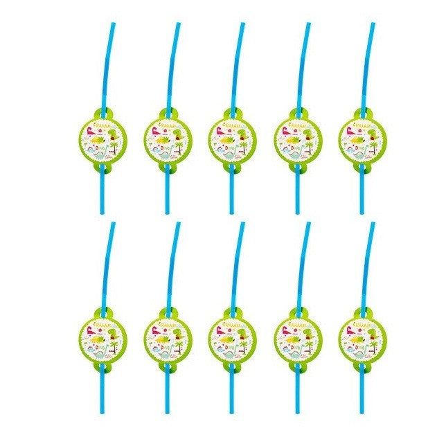 Set 10 Paie, Vivimall, Colectia Dino Park, 26 x 7 cm, din Carton/Plastic, Multicolor - vivimall.ro