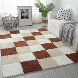 Set 10 Piese Covor tip Puzzle, Vivimall, Spuma EVA, Pufos, 30 x 30 x 1 cm, Crem - vivimall.ro