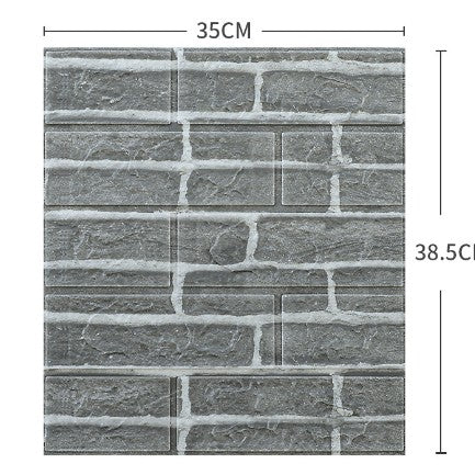 Set 10 Placi Tapet 3D, Vivimall, 35 x 38 cm, Grosime 3 mm, din Polietilena, Model Caramida, Suprafata acoperita 1.33 mp, Gri - vivimall.ro