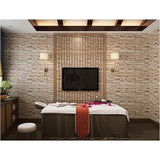 Set 10 Placi Tapet 3D, Vivimall, 35 x 38 cm, Grosime 3 mm, din Polietilena, Model Caramida, Suprafata acoperita 1.33 mp, Piatra Galbena - vivimall.ro