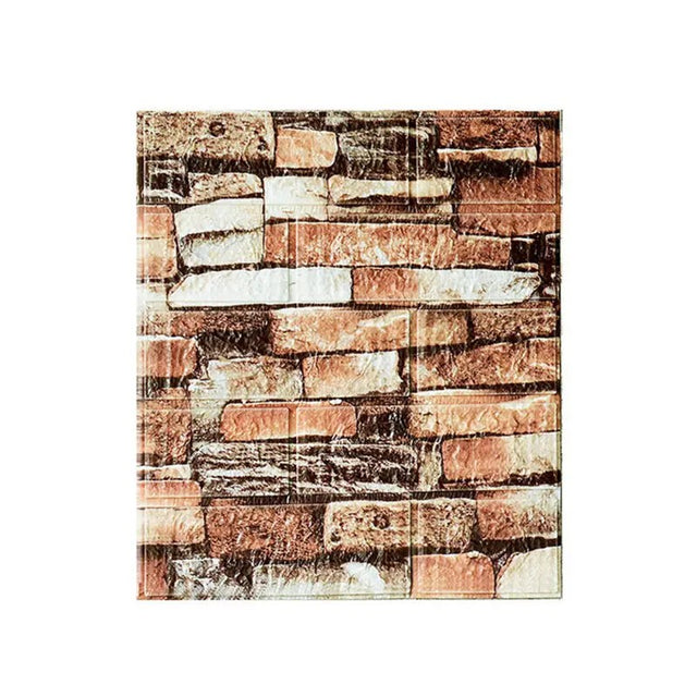 Set 10 Placi Tapet 3D, Vivimall, 35 x 38 cm, Grosime 3 mm, din Polietilena, Model Caramida, Suprafata acoperita 1.33 mp, Piatra Maro - vivimall.ro