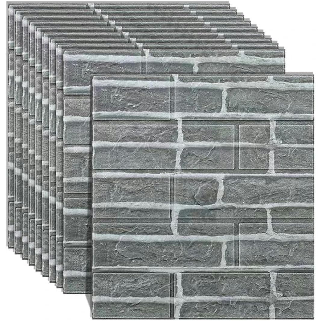 Set 10 Placi Tapet 3D, 35 X 38 Cm, Grosime 3 Mm, Din Polietilena, Model Caramida, Suprafata Acoperita 1.33 Mp - vivimall.ro
