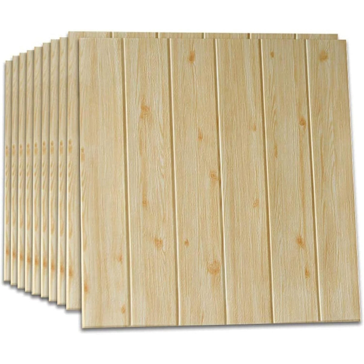 Set 10 Placi Tapet 3D, 70 X 70 Cm, Grosime 3 Mm, Din Rasina, Tip Placi De Lemn, Suprafata Acoperita 4.9 Mp - vivimall.ro