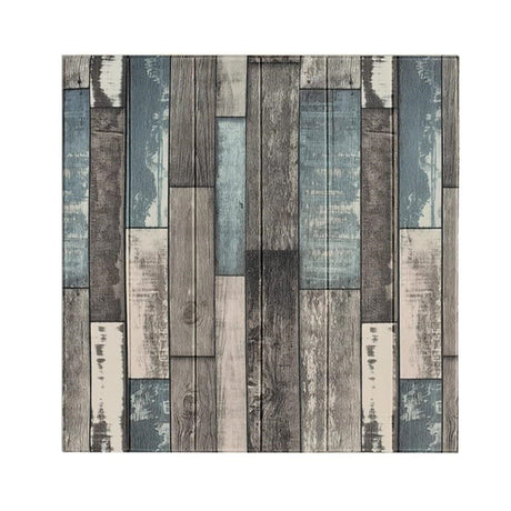 Set 10 Placi Tapet 3D, Vivimall, 70 x 70 cm, Grosime 3 mm, din Rasina, Tip Placi de Lemn, Suprafata Acoperita 4.9 mp, Gri/Albastru - vivimall.ro