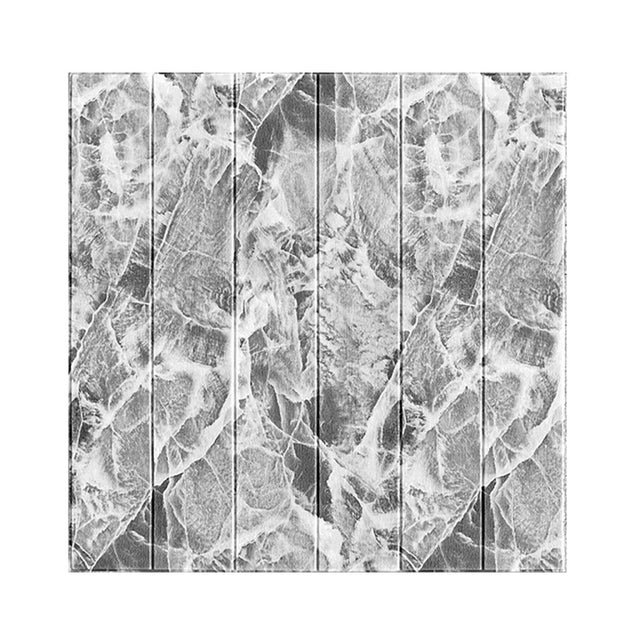 Set 10 Placi Tapet 3D, Vivimall, 70 x 70 cm, Grosime 3 mm, din Rasina, Tip Placi de Lemn, Suprafata Acoperita 4.9 mp, Gri Marmorat - vivimall.ro