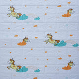 Set 10 Placi Tapet 3D, Vivimall, 70 x 77 cm, Grosime 3 mm, din Polietilena, Tip Caramida, Model Unicorni, Suprafata acoperita 5.3 mp, Alb - vivimall.ro