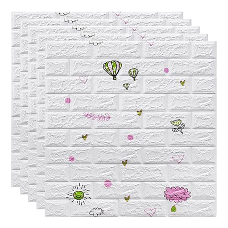 Set 10 Placi Tapet 3D, 70 X 77 Cm, Grosime 3 Mm, Din Polietilena, Tip Caramida, Model Cu Baloane, Suprafata Acoperita 5.3 Mp, Alb - vivimall.ro