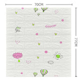 Set 10 Placi Tapet 3D, Vivimall, 70 x 77 cm, Grosime 3 mm, din Polietilena, Tip Caramida, Model cu Baloane, Suprafata acoperita 5.3 mp, Alb - vivimall.ro