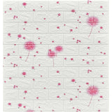 Set 10 Placi Tapet 3D, Vivimall, 70 x 77 cm, Grosime 3 mm, din Polietilena, Tip Caramida, Model Papadie Roz, Suprafata acoperita 5.3 mp, Alb - vivimall.ro