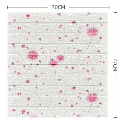 Set 10 Placi Tapet 3D, Vivimall, 70 x 77 cm, Grosime 3 mm, din Polietilena, Tip Caramida, Model Papadie Roz, Suprafata acoperita 5.3 mp, Alb - vivimall.ro