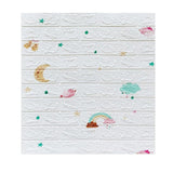 Set 10 Placi Tapet 3D, Vivimall, 70 x 77 cm, Grosime 3 mm, din Polietilena, Tip Caramida, Model Curcubeu, Suprafata acoperita 5.3 mp, Alb - vivimall.ro